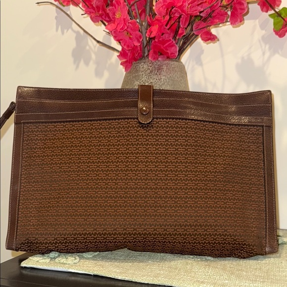 Mark cross vintage monogram canvas Leather Men's portfolio Bag - Picture 2 of 16